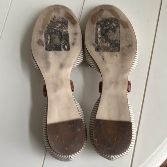 J Crew canvas green/beige striped flats with rope tie detail, Size 7 - Picture 6 of 7